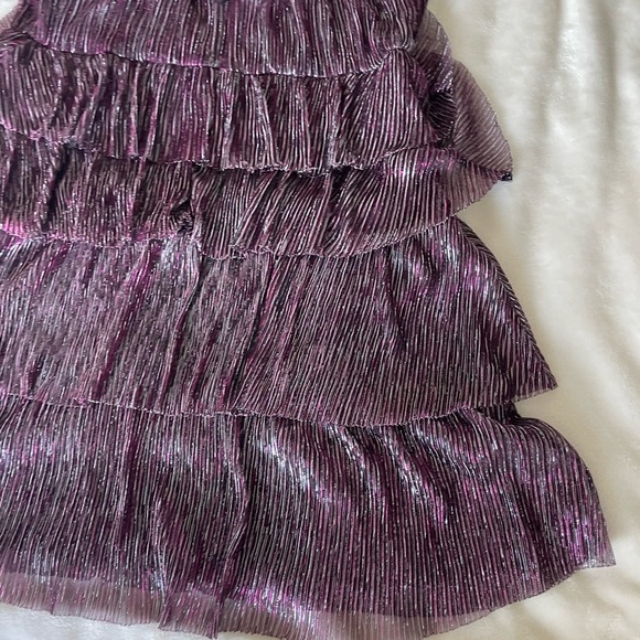 Lulu's Metallic Purple Tiered Mini Dress - Picture 9 of 16